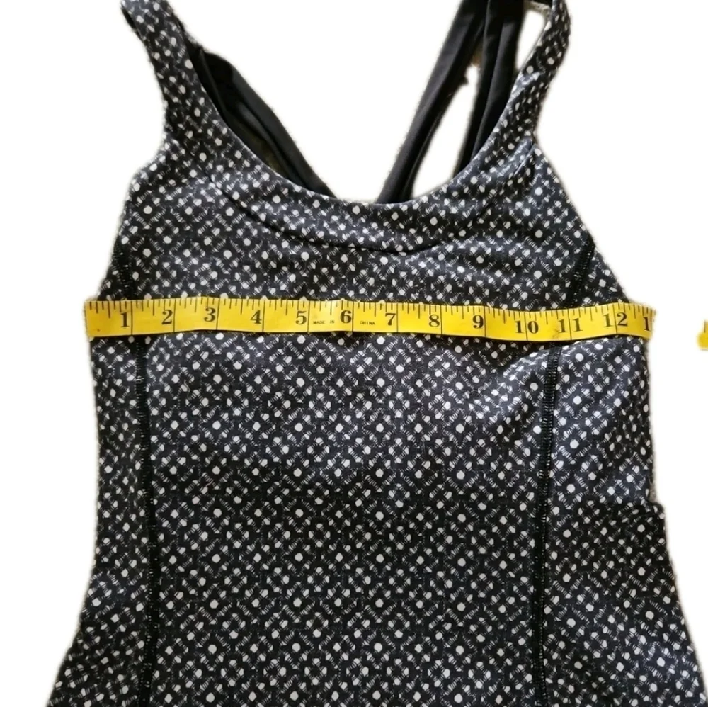 Lululemon Womens Black And White Geometric Print Strappy Back Enhearten Tank 8